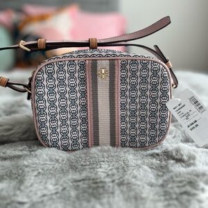 TORY BURCH Pink and Gray Crossbody Bag